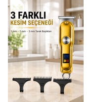 Mey İthalat® T Bıçaklı Erkek Tıraş Makinesi USB Şarjlı LED Göstergeli Turbo Özellikli Saç Sakal Kesme Makinesi