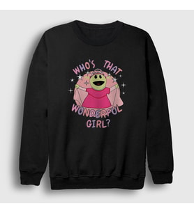 Presmono Unisex Beyaz Peepo Who's That Wonderful Girl Nanalan Sweatshirt 533468tt (Siyah)