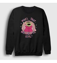 Presmono Unisex Beyaz Peepo Who's That Wonderful Girl Nanalan Sweatshirt 533468tt (Siyah)
