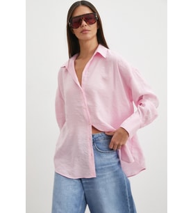 Dökümlü Oversize Modal Gömlek Pembe