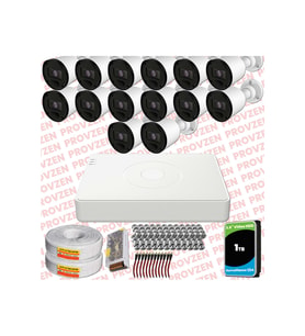 Provzen RV Hikvision 14 Kameralı Full HD 20mt Gece Görüşlü Güvenlik Kamerası Olay Anında bildirim