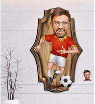 Kişiye Özel Futbolcu- Taraftar Karikatür Vintage Ahşap Tablo 30*50 (Çok Renkli)