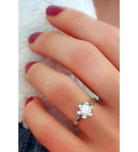 swarovski taşlı gümüş tek taş yüzük