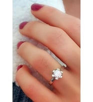 swarovski taşlı gümüş tek taş yüzük