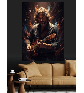 Sahne Işıkları Gitarist Dekoratif Kanvas - Mdf Ahşap Tablo