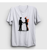 Presmono Unisex Beyaz Wish You Were Here Pink Floyd T-Shirt 354557tt