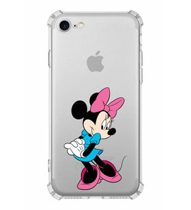 Apple iPhone 7 Uyumlu Köşe Korumalı Antişok  Kapak Minnie Mouse Tasarımlı Şeffaf  Kılıf