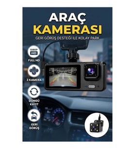 1080P 3 Kameralı Araç İçi DVR Kamera Sistemi – Döngü Kayıt ve Geri Görüş Kameralı