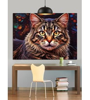 Yakın Çekim Kedi Portresi Dekoratif Kanvas - Mdf Ahşap Tablo