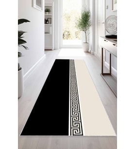 Siyah Kaymaz Tabanlı Modern Kesme Rulo Yolluk Halı VH017