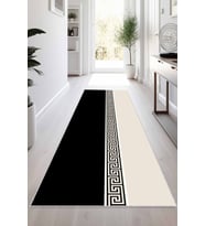 Siyah Kaymaz Tabanlı Modern Kesme Rulo Yolluk Halı VH017