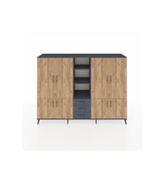 Hyperion Dolap 11 Raflı 3 Çekmeceli 8 Kapaklı 220x44x163 Antrasit-Çam/Antrasit