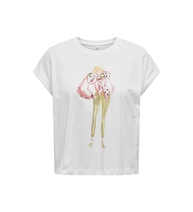 Only ONLDORIS LIFE S/S BOW TOP BOX JRS Beyaz Kadın T-Shirt 15320665