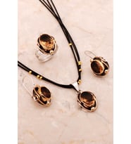 Renk Değiştiren Sultan Taşlı Tasarım Elişi Gümüş Set 2673