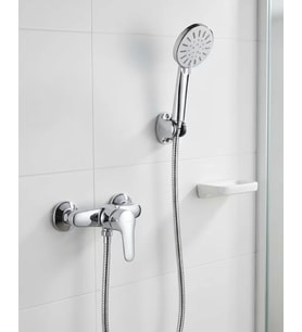 4 Fonksiyonlu Krem El Duşu Seti Spiral Hortum ve Duş Askısı