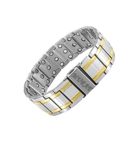Silver&Gold Renk Kişiye Özel İsim/Harf Yazılı Titanyum Manyetik Terapi Sağlık Bilekliği
