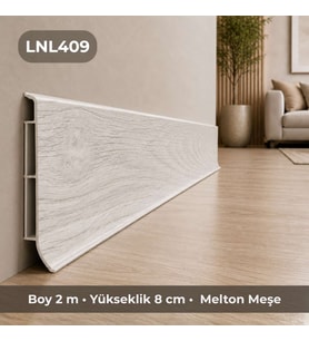 Linela Suya Dayanıklı Pvc Süpürgelik 8 cm - Melton Meşe - LNL409