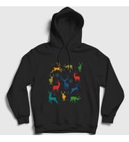 Presmono Unisex Siyah Deers Geyikler Yılbaşı Kapüşonlu Sweatshirt 269507tt