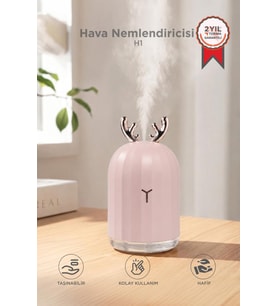 Torima Hava Nemlendiricisi Buhar Makinesi Geyik Figürlü Aroma Difüzör 220 ML H1 Pembe