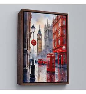 Çerçeveli İngiltere Londra Şehir Manzarası (Altın)