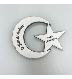 Kişiye Özel İsimli O Şimdi Asker Magneti Ahşap Magnet 20 Adet Mıknatıslı