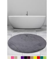 Elite Antrasit 120x120 cm Yuvarlak Peluş Banyo Halısı Kaymaz Taban Banyo Paspası
