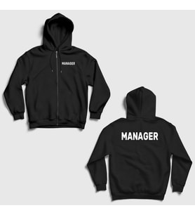 Presmono Unisex Gri Yönetici Müdür Manager Sırt Baskılı Fermuarlı Kapüşonlu Sweatshirt 545861tt (Siyah)