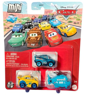 Disney Pixar Cars - Üçlü Mini Racers - Dinoco Cruz Ramirez & Dinoco Flash McQueen & Rotor Turbosky