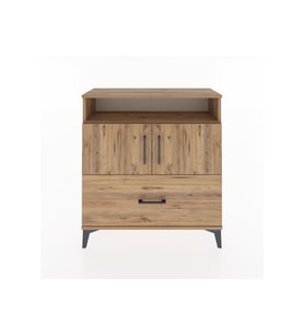 Arges Şifonyer 3 Raflı Tek Çekmeceli 2 Kapaklı 88x30x96 Çam-Çam