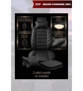jeep grand cherokee 2002 Koltuk ve Kılıf uyumlu Yastık Minder Siyah Lüks 2 Minder 2 Yastık