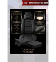 jeep grand cherokee 2002 Koltuk ve Kılıf uyumlu Yastık Minder Siyah Lüks 2 Minder 2 Yastık