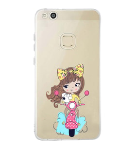 Huawei P10 Lite Uyumlu Kapak Vespagirl Tasarımlı Şeffaf Silikon Kılıf