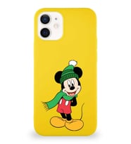 Apple iPhone 12 Mini Soft Premier Kapak Mickey Mouse-G Tasarımlı Silikon Kılıf - Sarı (Şeffaf)