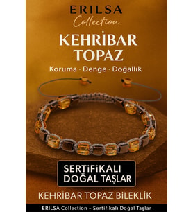 Sertifikalı Küp Kesim Terahertz - Kehribar Topaz Doğal Taş Bileklik