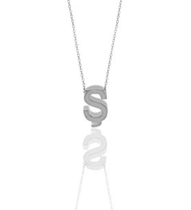 Söğütlü Silver Gümüş rodyumlu üç boyutlu minimal S harf kolye