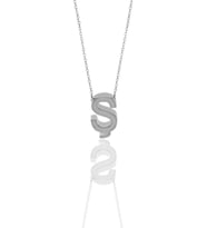 Söğütlü Silver Gümüş rodyumlu üç boyutlu minimal S harf kolye