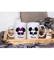Mickey & Minnie Mouse Sevgili Çift Tasarımlı İkili Kupa Seti Kişiye Özel