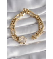 Gold Renk Zirkon Taşlı Zincir VIP Exclusive Seri Gurmet Model Kadın - TJ-BB5917