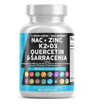 Clean  Nutraceuticals N.A.C N-Acetyl Cysteine 60 Capsul Vitamin D3 K2 Zinc Quercetin Sarracenia Purpurea Immune Support  Elderberry Holy Basil Bee Propolis Bromelain L-Lysine. (Renksiz)
