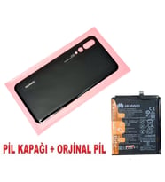 Tkgz Huawei Uyumlu P20 PRO Arka Pil Batarya Kapağı + PİL (CAM) SİYAH