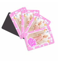 Fotoğraflı İsimli Kız 1 Yaş Doğum Günü Magneti (16'Lı Paket) (Pembe)