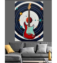 Gitar Hedef Tahtası Sanat Dekoratif Kanvas - Mdf Ahşap Tablo