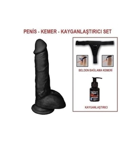 25,5 cm Belden Bağlamalı Realistik Dildo Penis Set