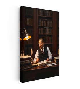 Dikey Kanvas Tablo Atatürk Makam Çalışma Masası Atatürk Tablosu Ev Ofis Duvar Dekoru