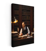 Dikey Kanvas Tablo Atatürk Makam Çalışma Masası Atatürk Tablosu Ev Ofis Duvar Dekoru