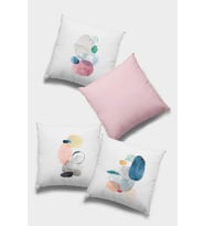 Pudra Modern Çift Taraflı 4'lü Set Kırlent Kılıfı 4KR044