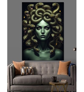Yılan Saçlı Medusa Portresi Dekoratif Kanvas - Mdf Ahşap Tablo