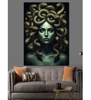 Yılan Saçlı Medusa Portresi Dekoratif Kanvas - Mdf Ahşap Tablo