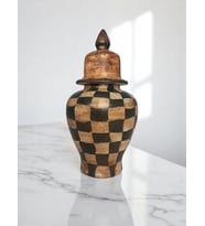 Dekoratif El Yapımı (HANDMADE) Vintage Şah Küp 28x19cm (Ekose Siyah)