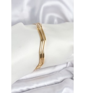 316L Çelik Gold Renk 65 mm Ajda Zikzak Model 3lü Kadın Bileklik - TJ-BB8075